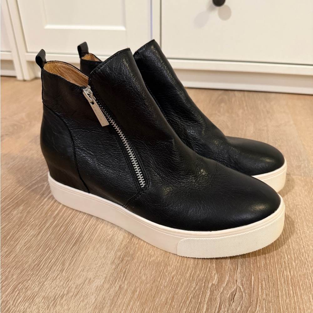 J/Slides Sky Almond Toe Leather Sneaker Booties